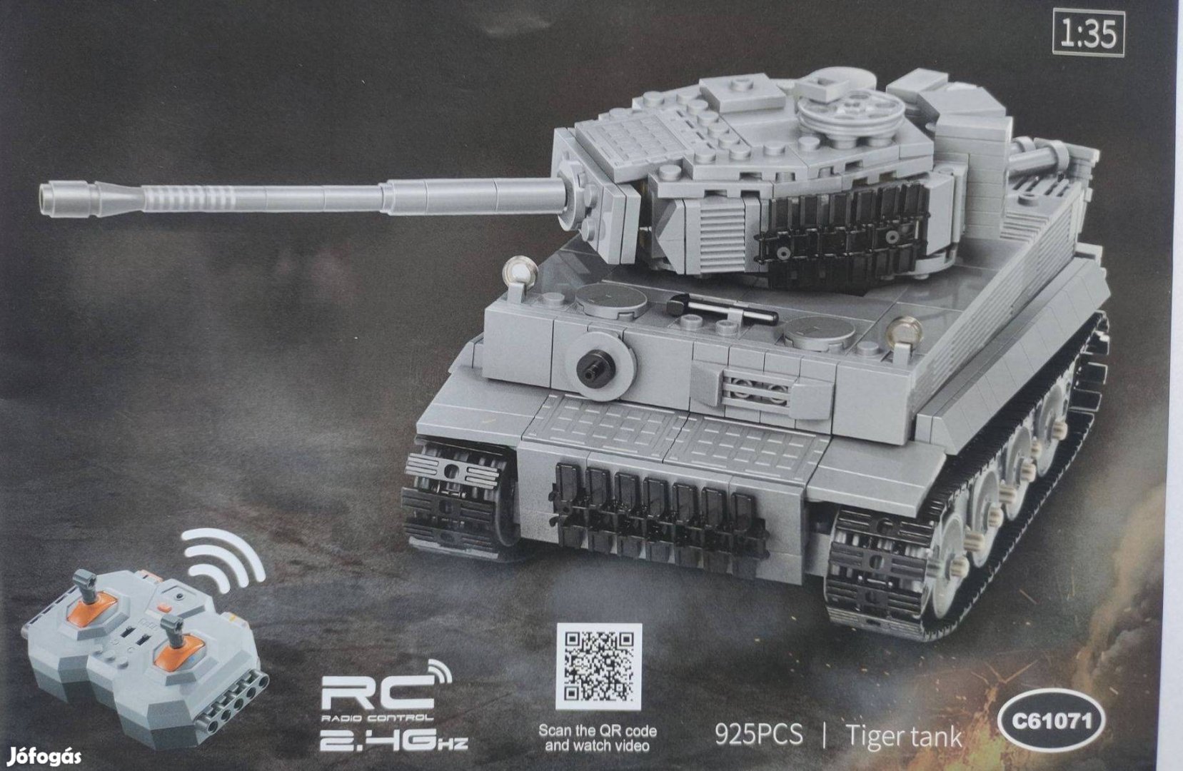 Új 925db. távirányítós L. Technic szerű II. világháborús Tigris Tank