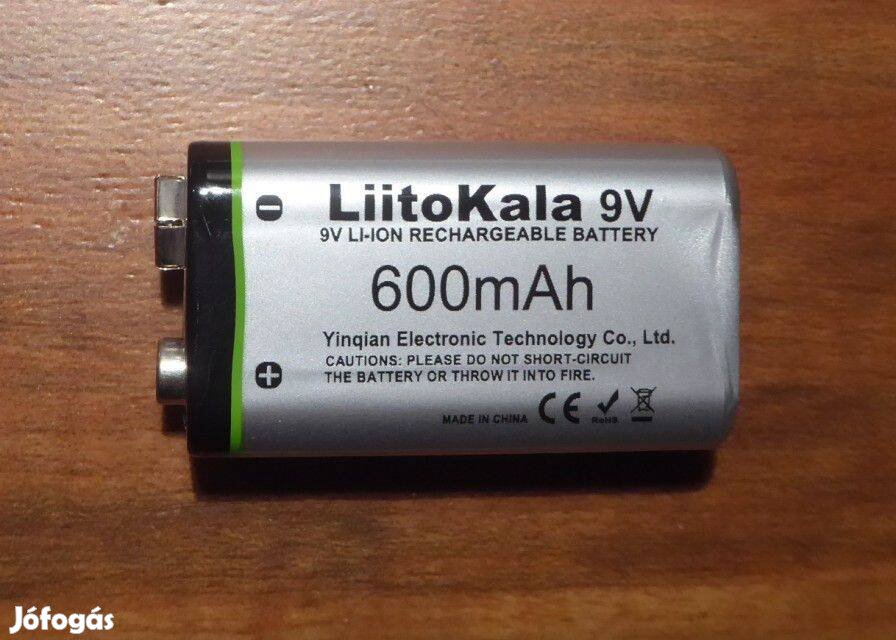 Új 9 V-os újratölthető akku (valós 600 mAh kapacitás)