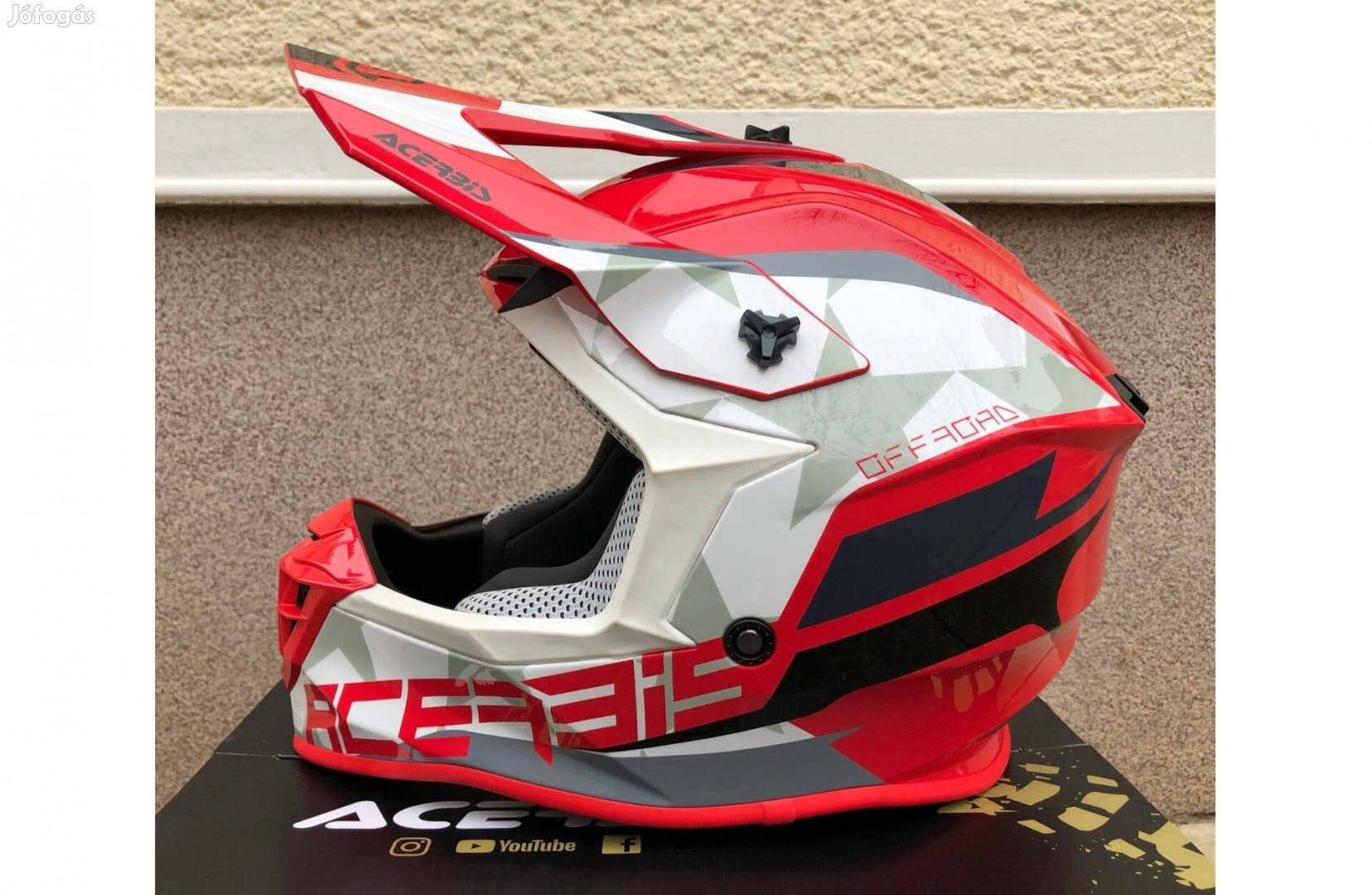 Új Acerbis Linear piros/fehér MX/motocross, cross sisak, bukósisak (M)