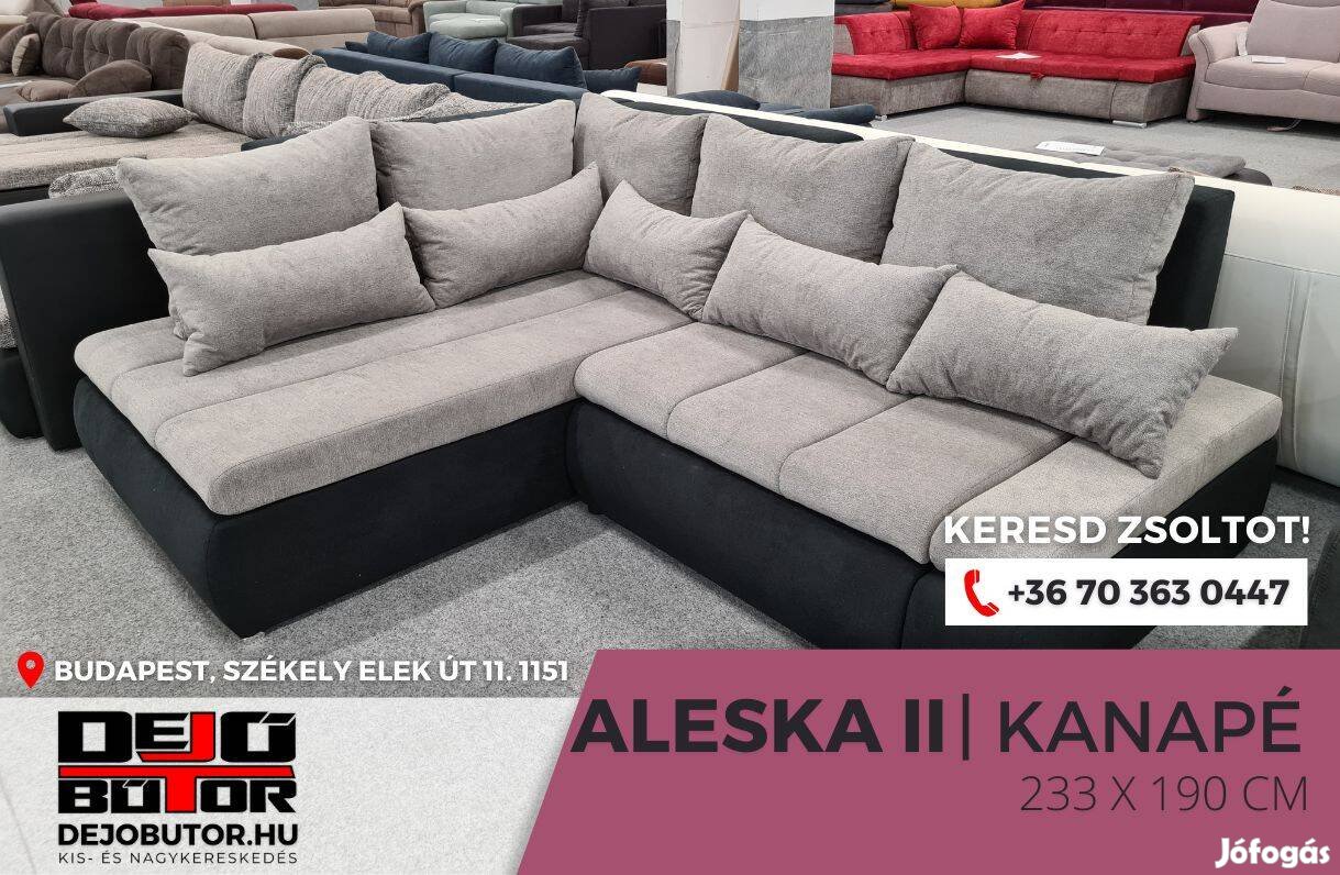 Új Aleska sarok gray kanapé ülőgarnitúra 233x190 cm ágyazható bútor