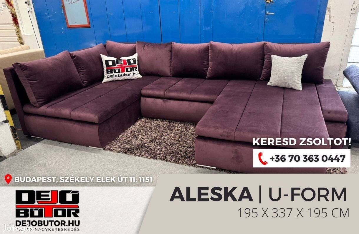 Új Aleska ualak kanapé ülőgarnitúra lila 195x337x195 cm ágyazható