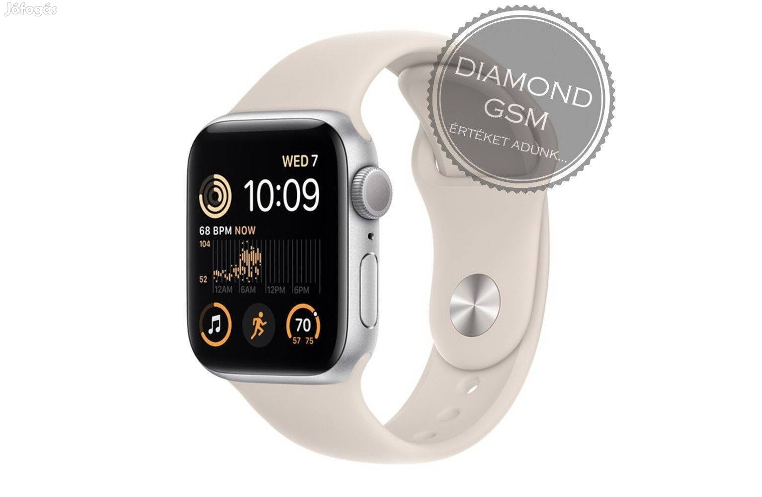 Új Apple Watch SE 2023 40mm Csillagfény Alumíniumtok, Csillagfény Spor