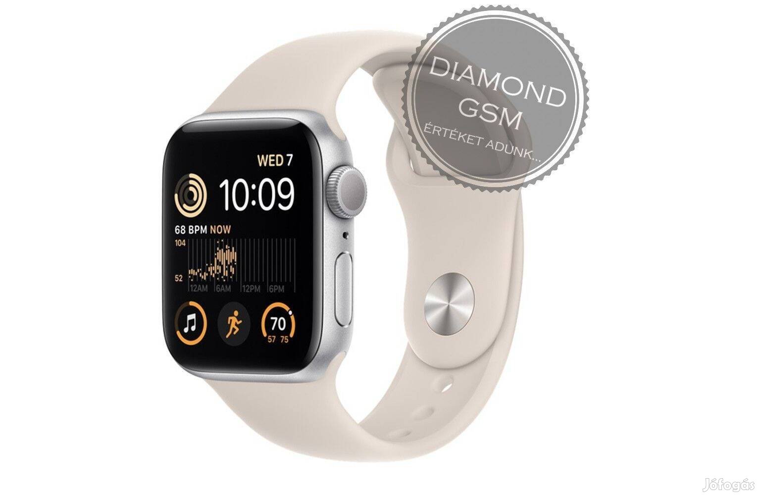 Új Apple Watch SE 2023 44mm Csillagfény Alumíniumtok, Csillagfény