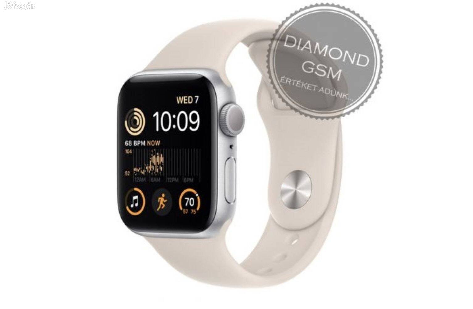 Új Apple Watch SE 2023 44mm Csillagfény Alumíniumtok, Csillagfény Spor