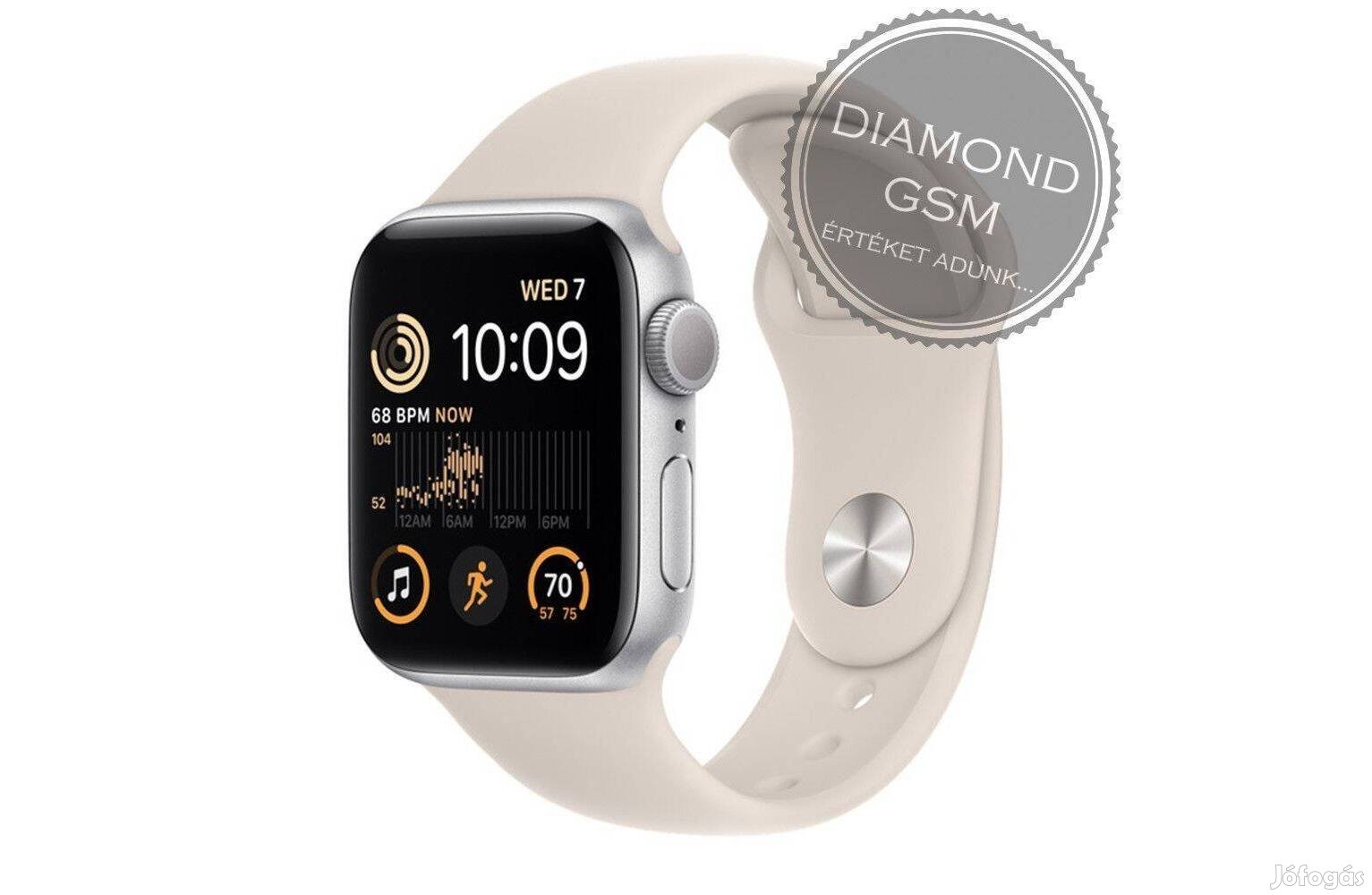 Új Apple Watch SE 2023 44mm Csillagfény Alumíniumtok, Csillagfény Spor