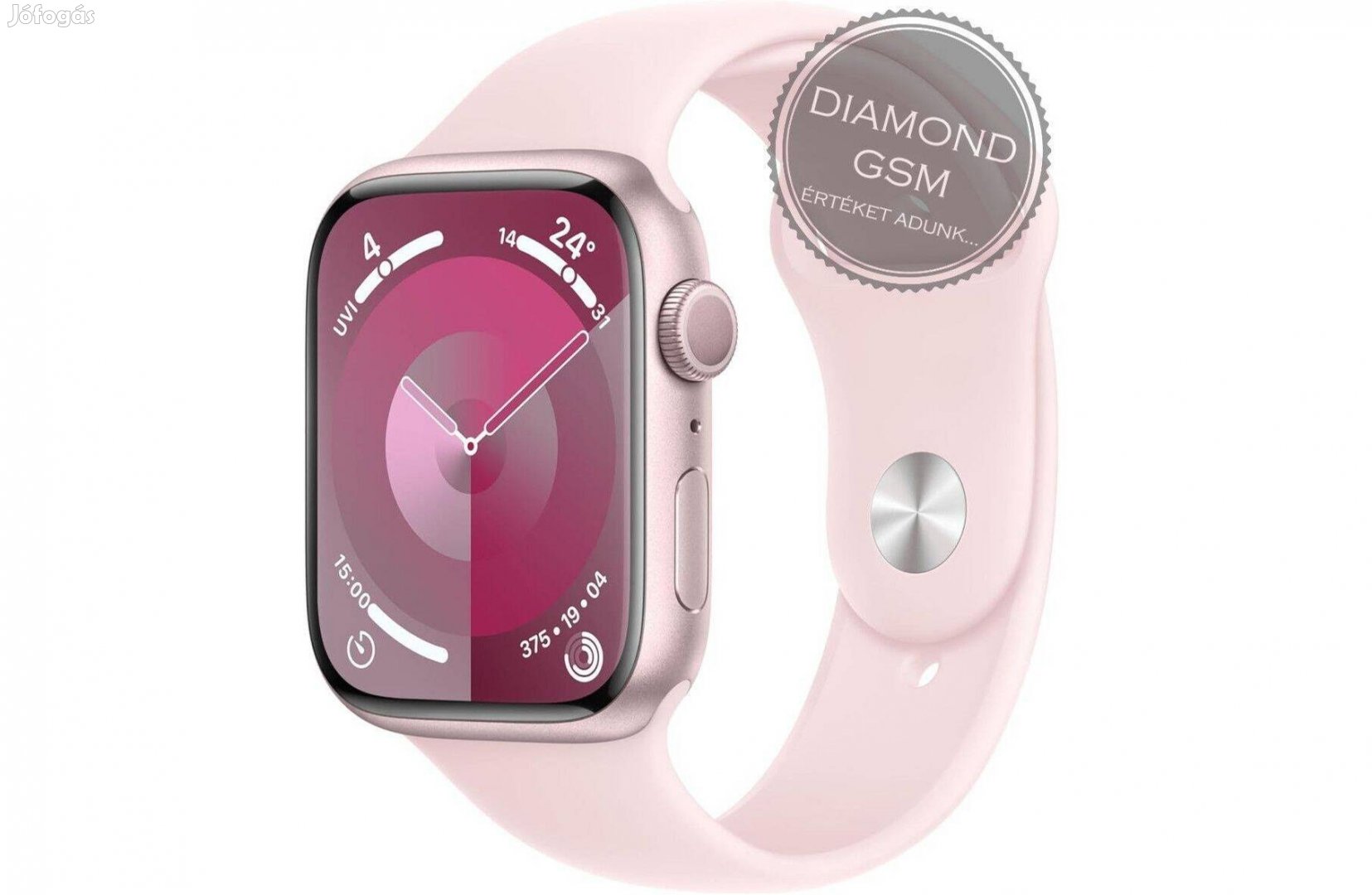 Új Apple Watch Series 9 45mm Pink Alumíniumtok, Light Pink Sportszíj