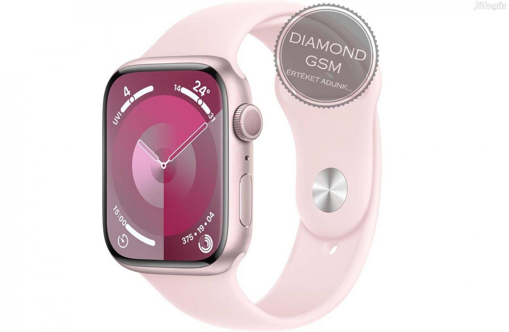 Új Apple Watch Series 9 45mm Pink Alumíniumtok, Light Pink Sportszíj