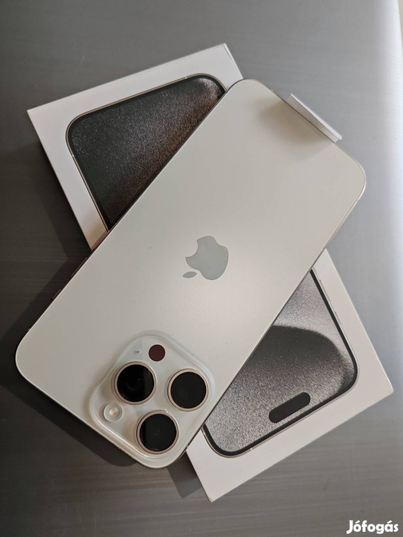 Új Apple iphone 15 Pro Max White Titanium 256GB 3 év gari