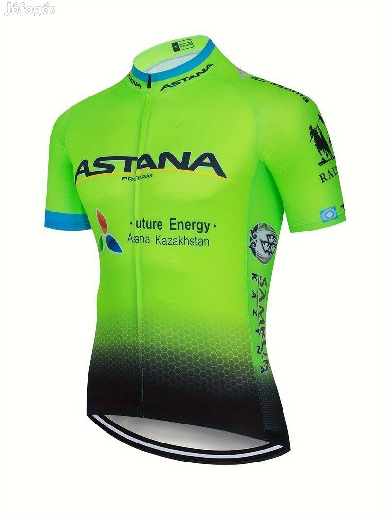 Új Astana L-es méretű fluoreszkáló zöld kerékpáros csapatmez