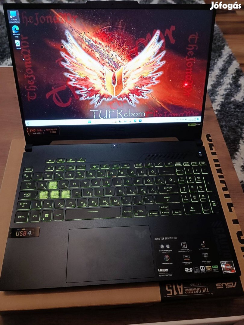 Új Asus Tuf 3év gar Gamer Laptop 144hz Ryzen 7 7735HS Rtx 4060 8GB