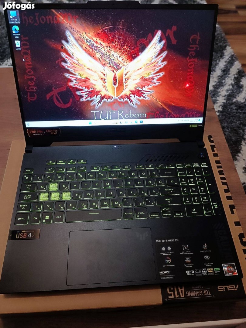 Új Asus Tuf 3év gar Gamer Laptop 144hz Ryzen 7 7735HS Rtx 4060 8GB