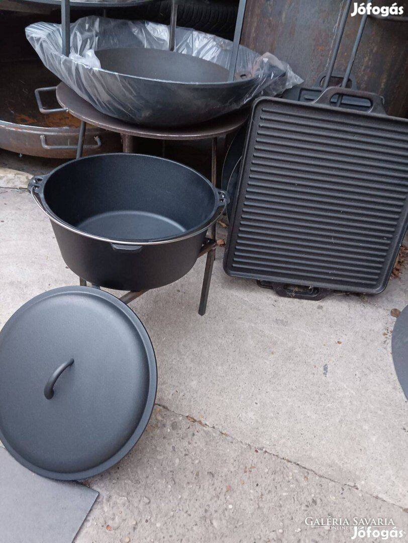 Új BBQ Bogrács Lábos Öntöttvas smoker kamadó Grill Dutch