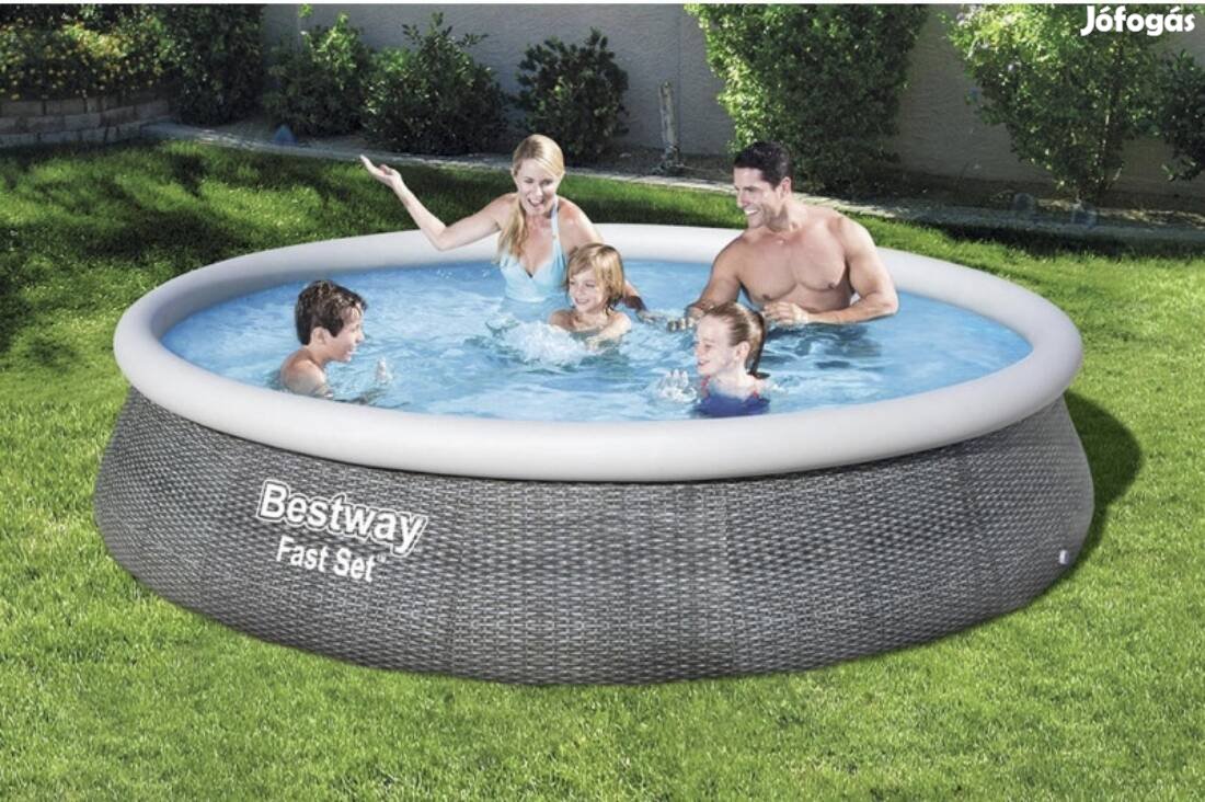 Új Bestway Fast Set puhafalú medence szett, 396 x 84 cm