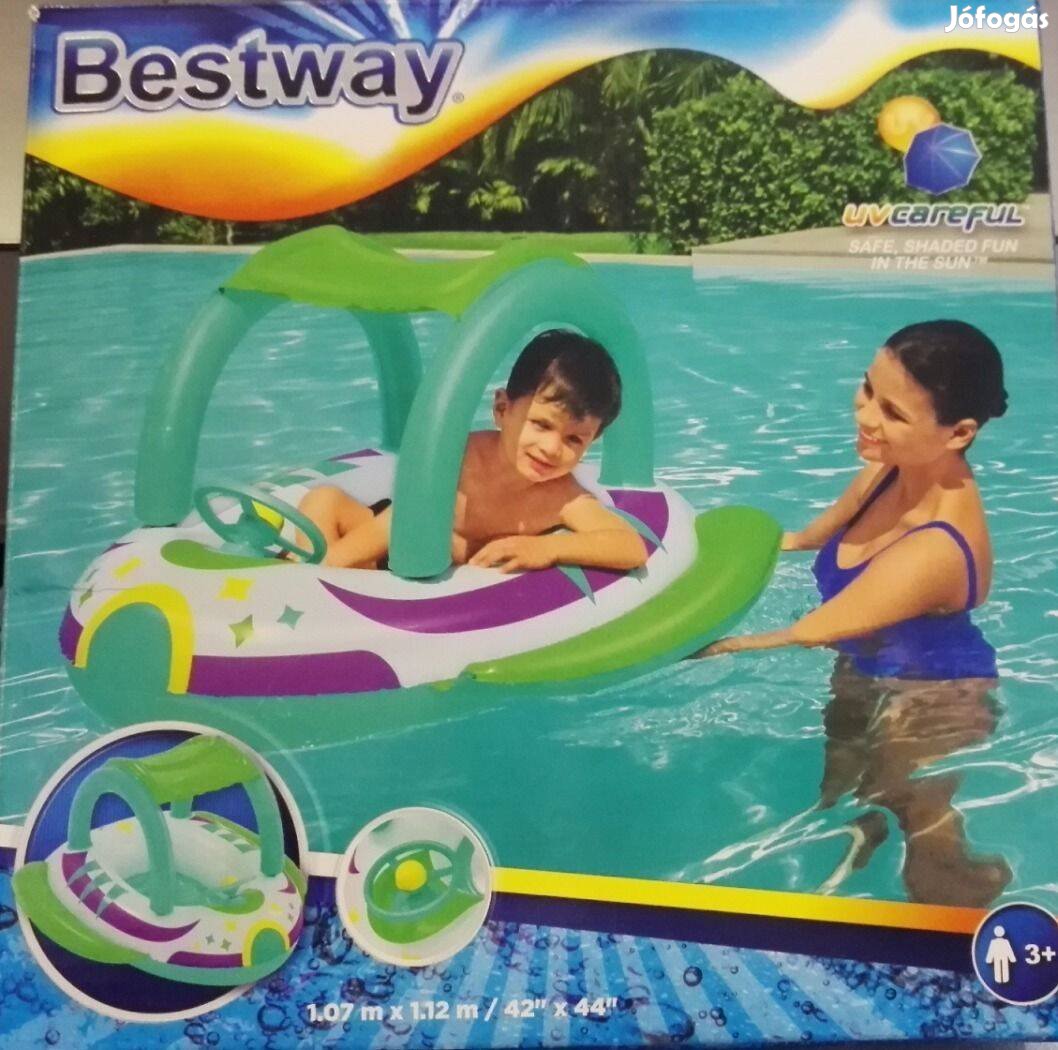 Új Bestway tetős babacsónak 107x112cm gumi kormányos baba csónak