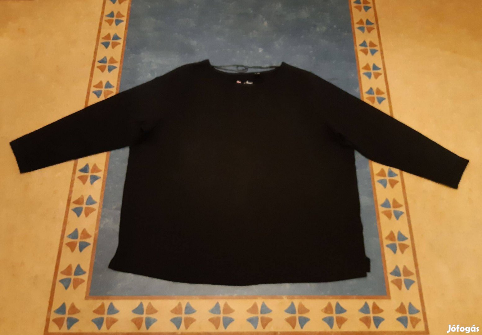Új Bonprix fekete rugalmas pamut moletti póló / felsőrész 52 (mell:73)