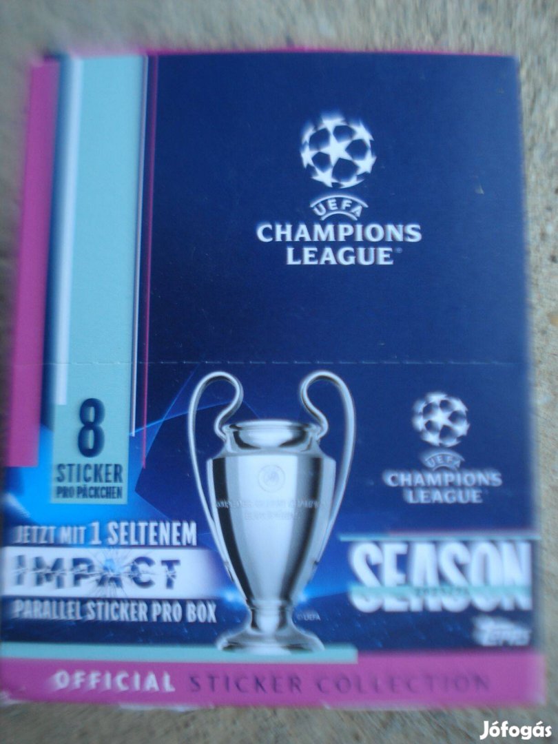 Új Bontatlan Topps UEFA BL Matrica 50 Csomagos Box