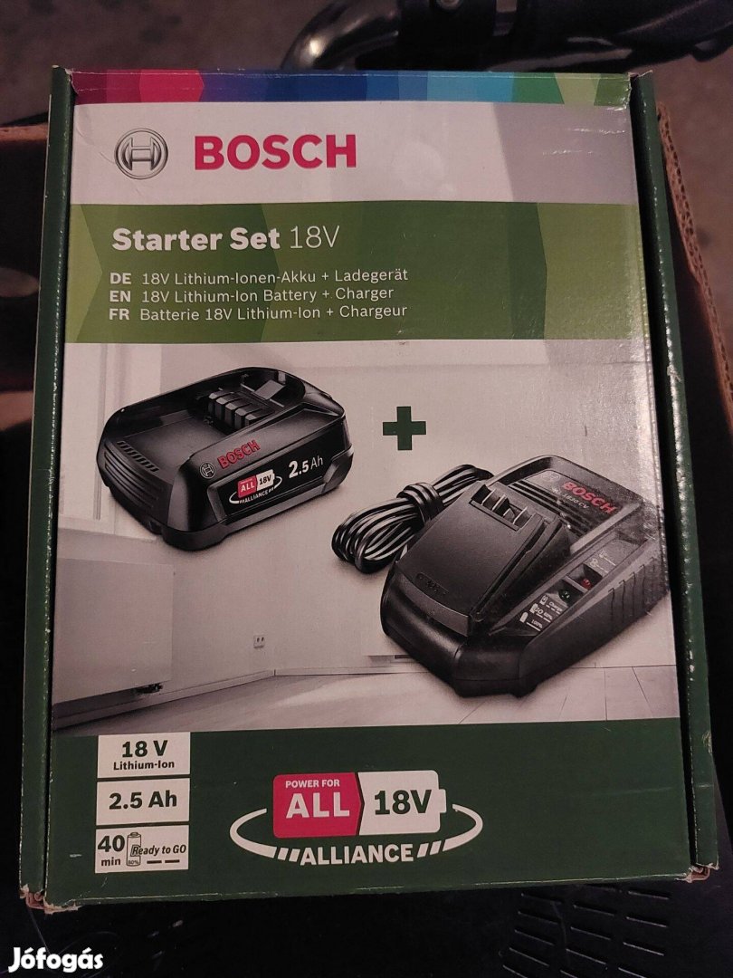 Új Bosch Starter szett, 18V.2,5Ah All,akkumulátor és töltő