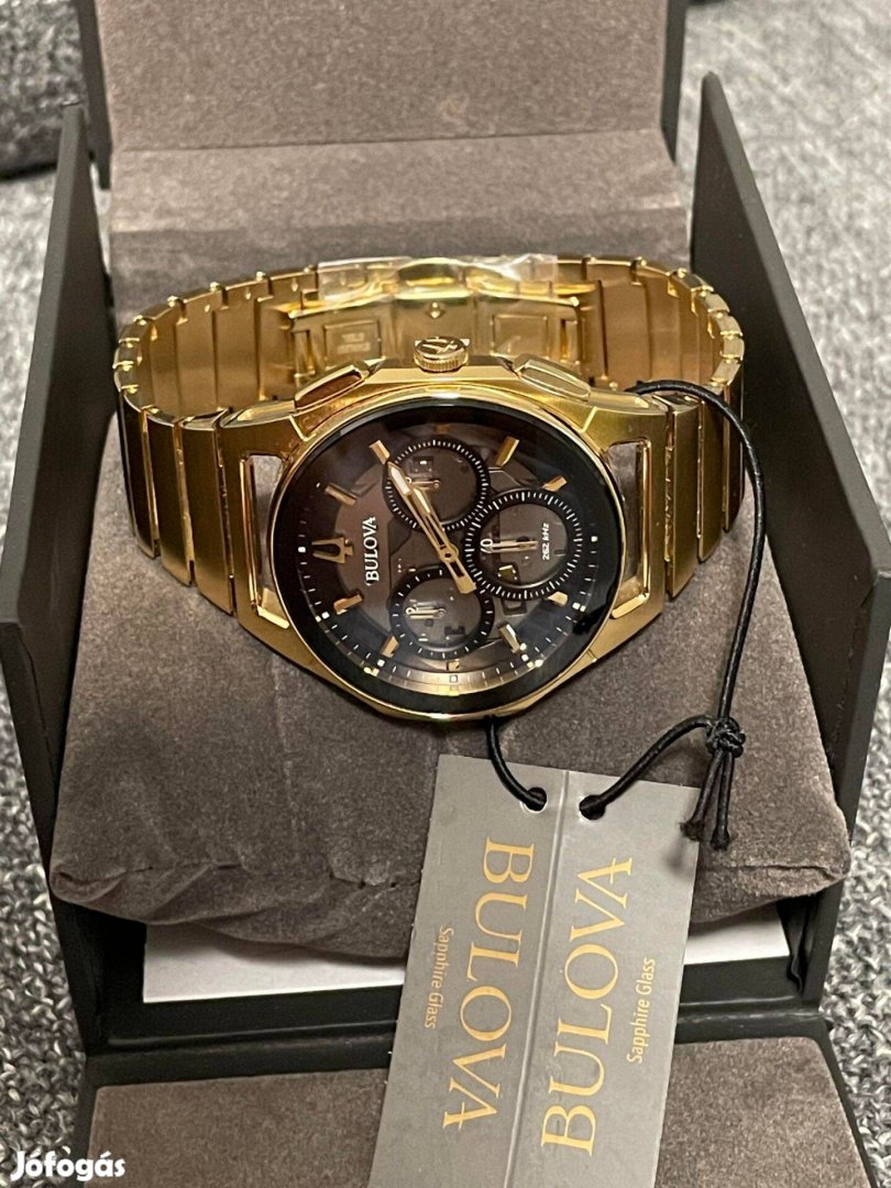 Új Bulova Curv Gold, fém szíjjas, ritkaság, dobozában!