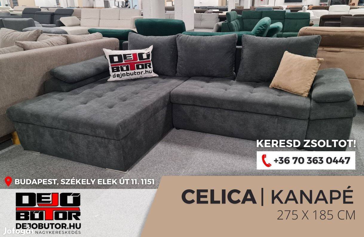 Új Celica sarok prémium kanapé ülőgarnitúra 275x185 cm szivacsos black