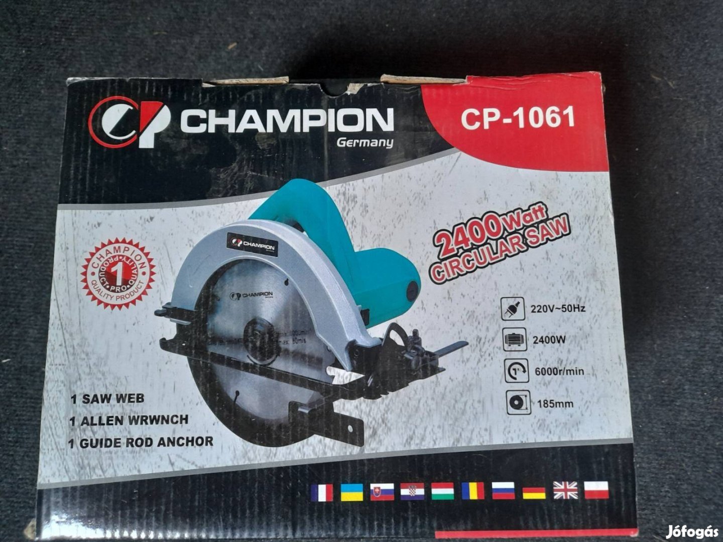 Új Champion elektromos kézi körfűrész 2400W, 185mm