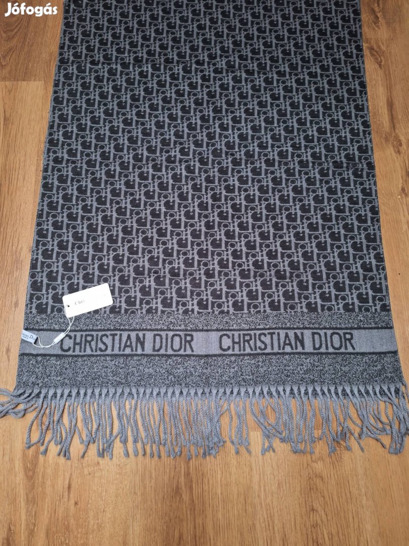 Új Christian Dior luxus szürke sál, kasmir