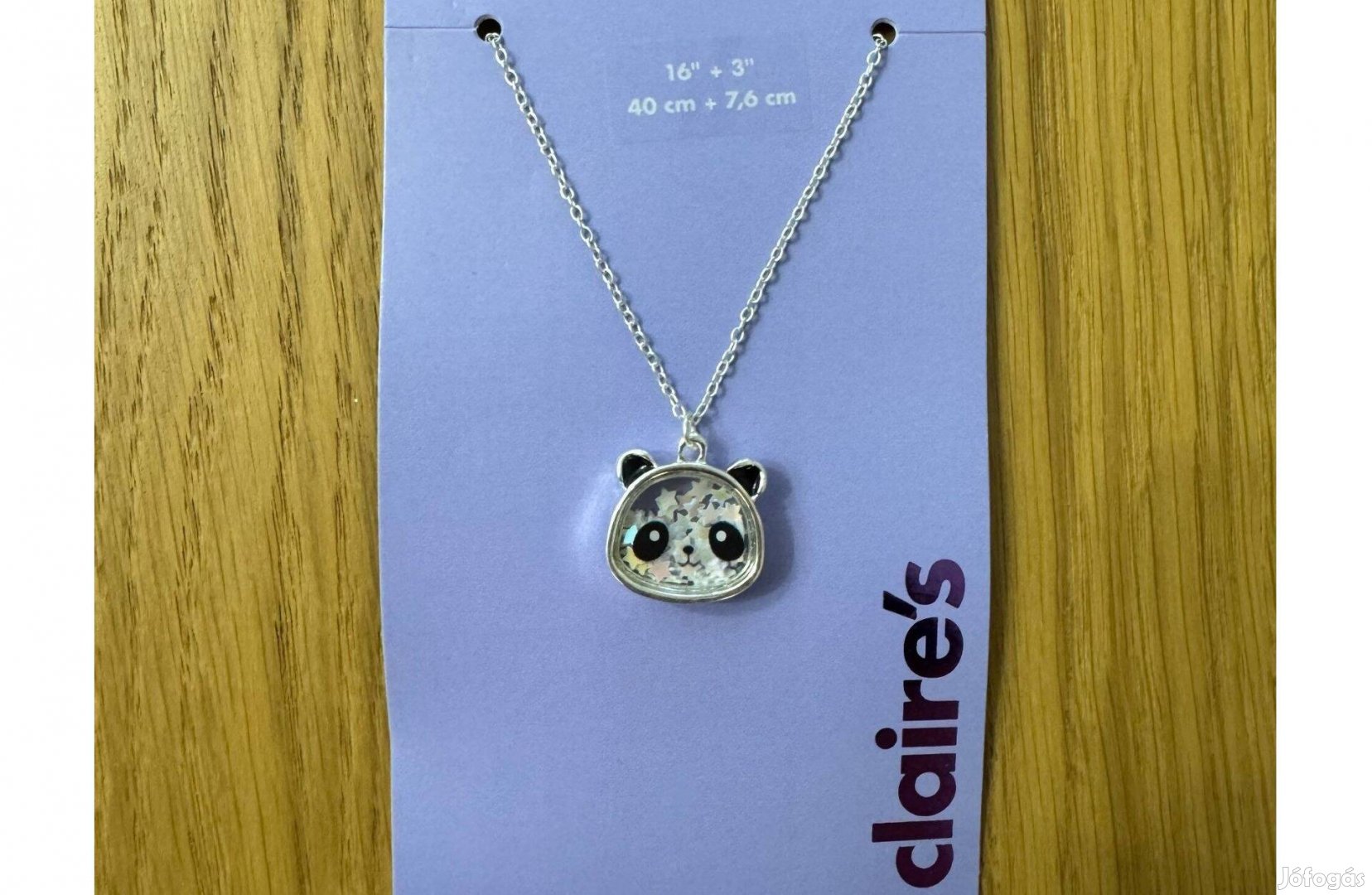 Új Claire's Nyaklánc Panda Medál Glitter Csillagokkal Töltve