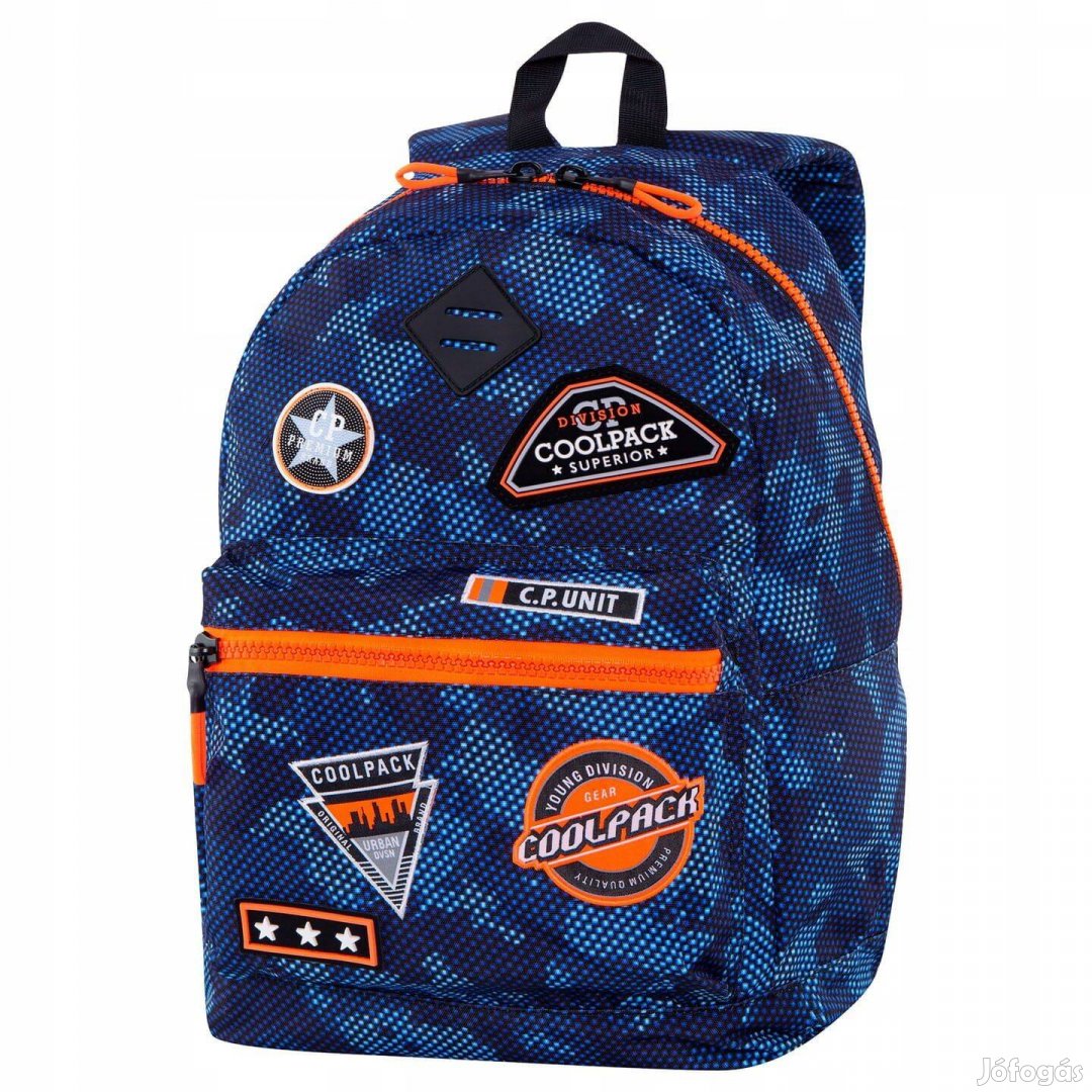Új Coolpack vagány ifjúsági fiú hátizsák narancs cipzár háti táska