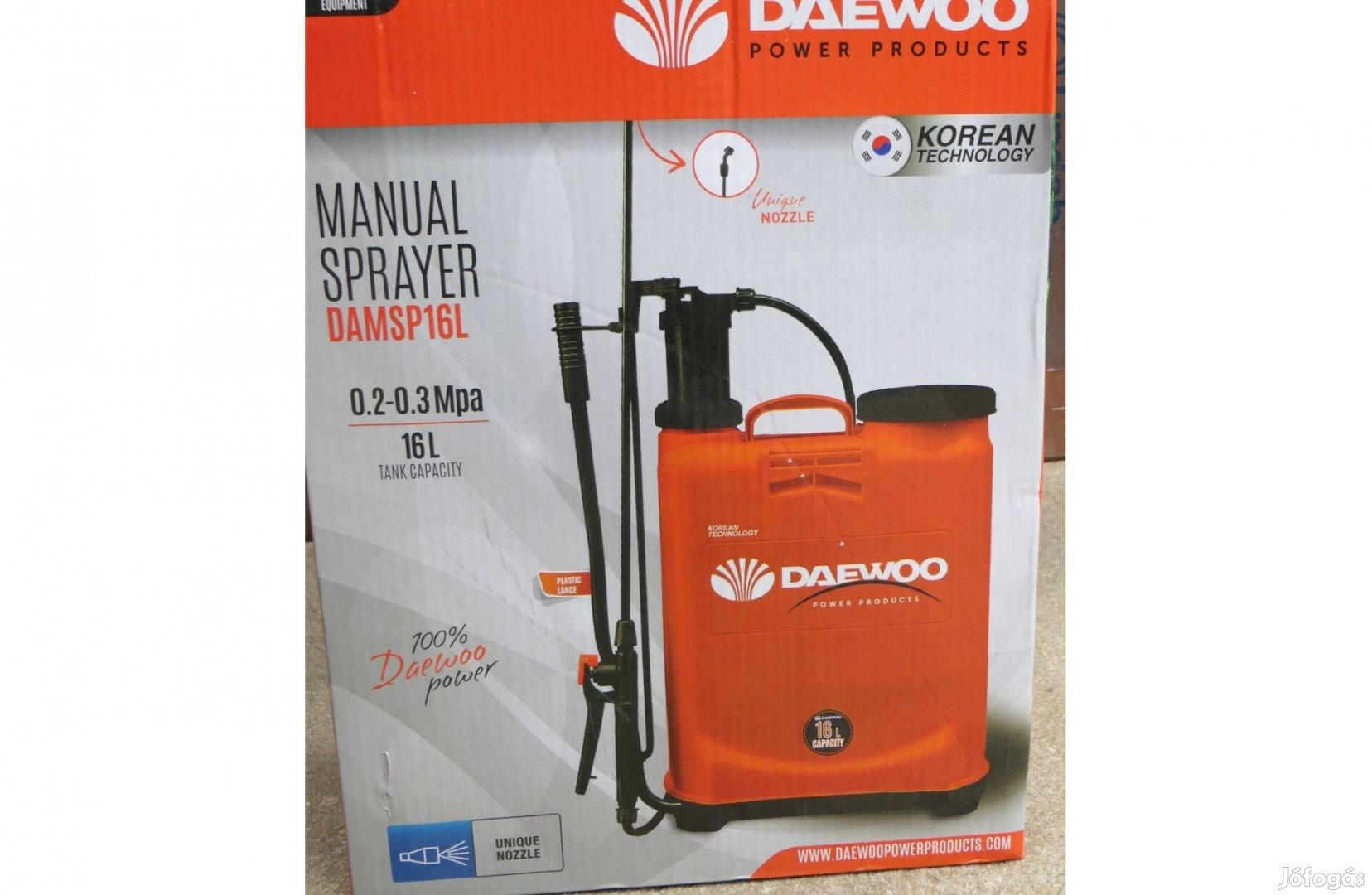 Új Daewoo háti permetező 16l 3-féle szórófejjel permetezö