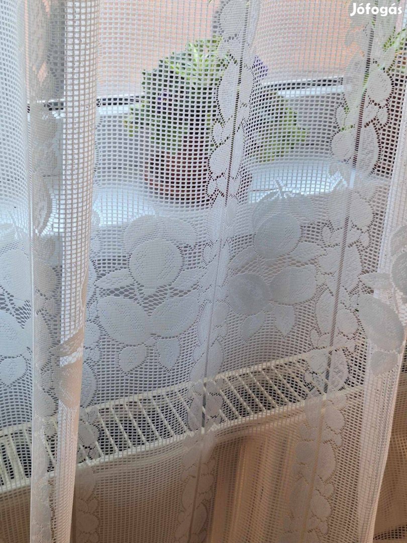 Új Dekoratív, ekrü mintás kész függöny (5,7 + 0,8 x 3m) Akció
