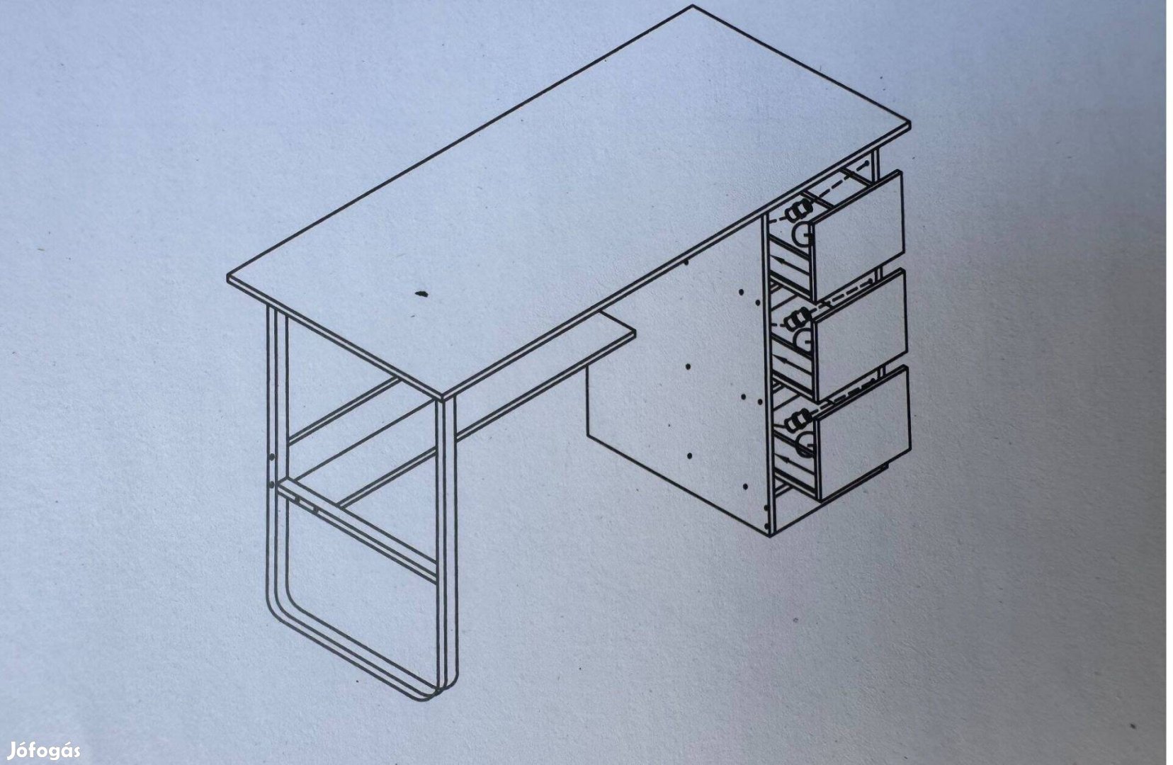 Új Depohome Fiókos Íróasztal 100x50x73,5 cm Fekete LG03-100