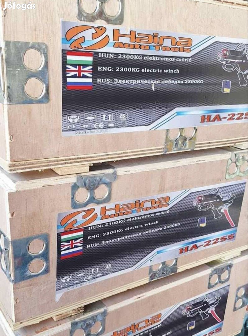Új Elektromos csörlő szerelőlappal görgős léccel 12v 2300kg