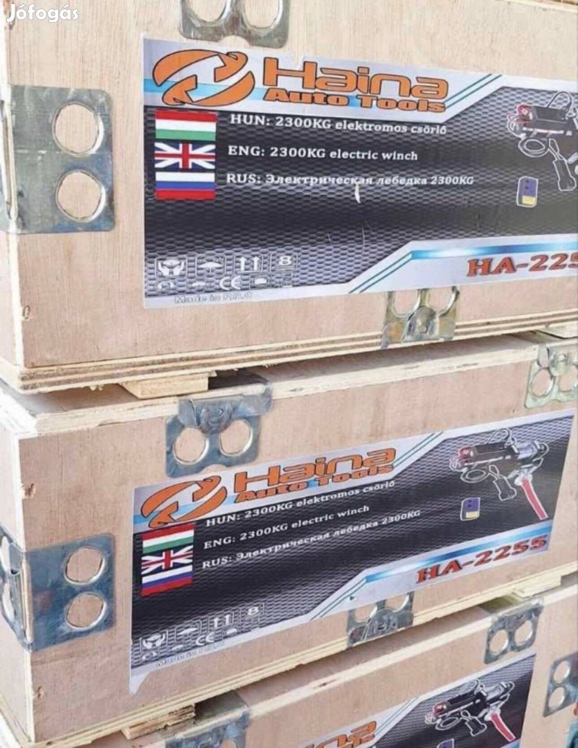 Új Elektromos csörlő szerelőlappal görgős léccel 12v 2300kg