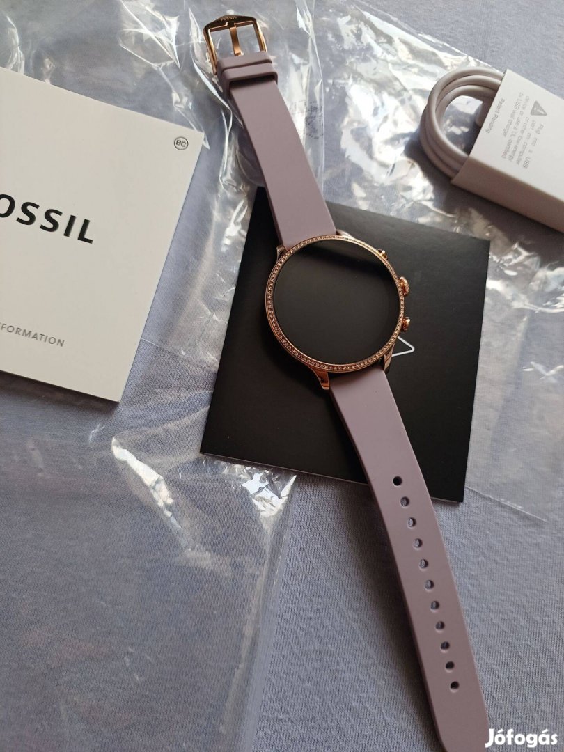 Új Eredeti Fossil FTW6080 rosé gold acél , magyar menüs női okosóra