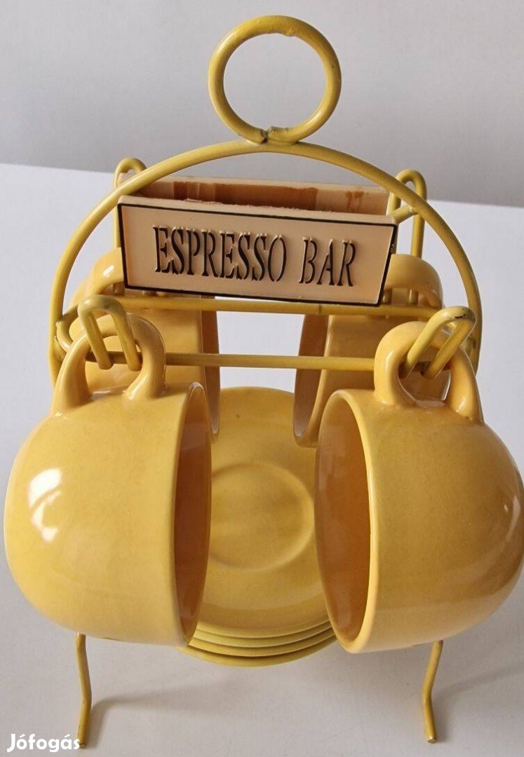 Új Espresso Bar kávéscsésze készlet állvánnyal tartóval