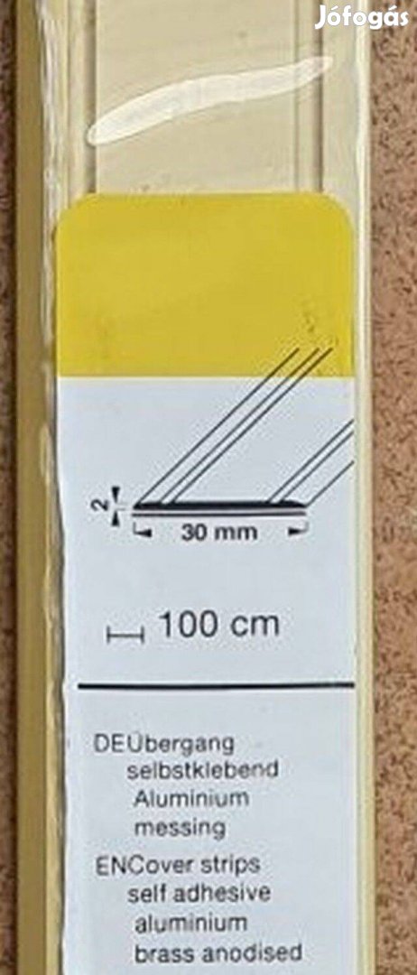 Új Extra lapos átmenetprofil alu öntapadó arany 30mm széles 1m hosszú
