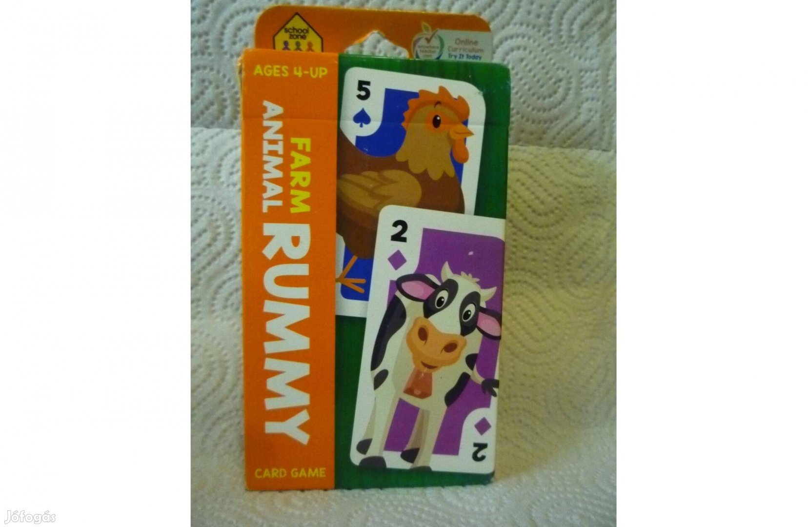 Új Farm Animal Rummy kártya 56 lapos nagyméretű 13x8 cm-es kártya