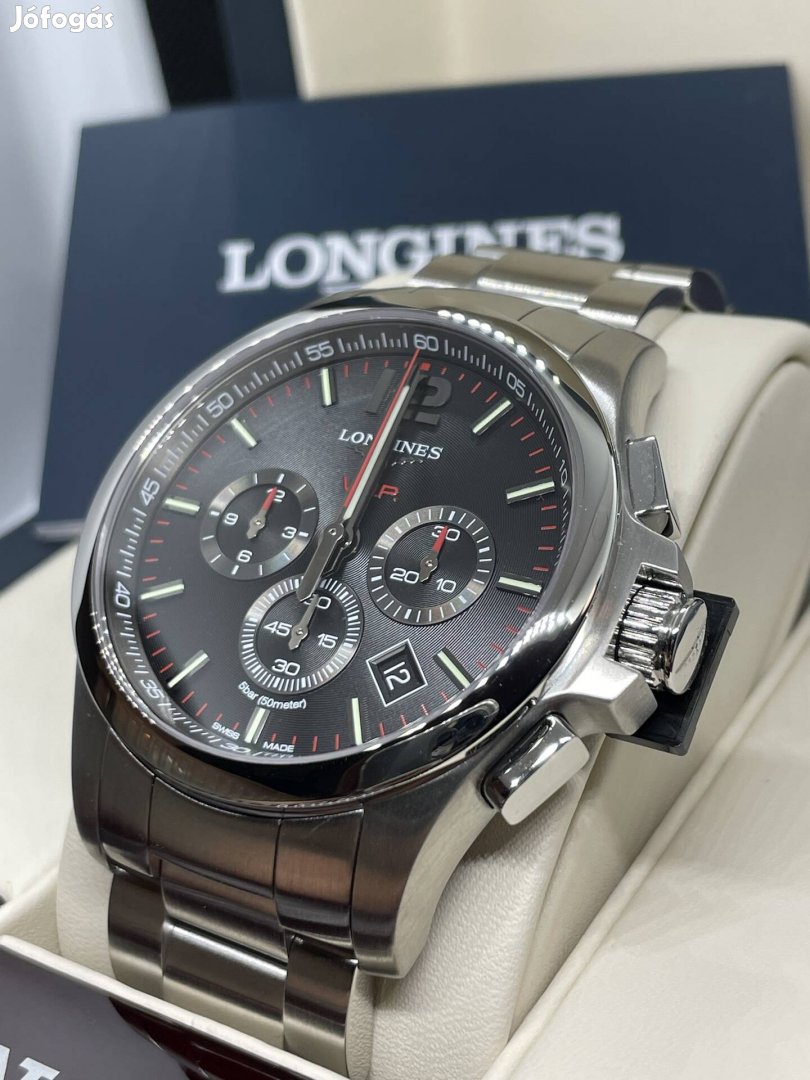 Új Férfi Longines Conquest VHP kronográf 44 mm-es karóra fekete