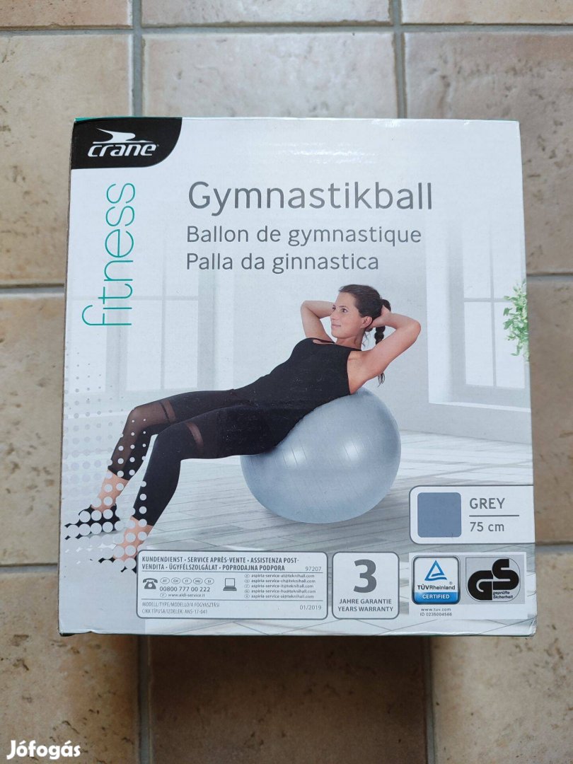 Új Fitball, Gimnasztikai labda 75 cm, szürke