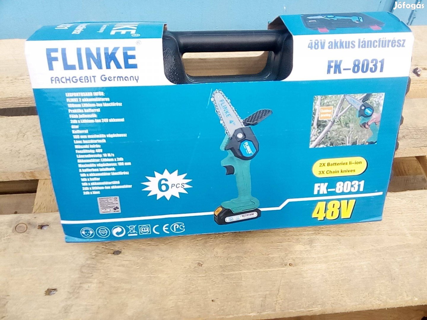 Új Flinke 2 Akkus Mini Ágvágó 4" Láncfűrész 48V sok tartozékkal