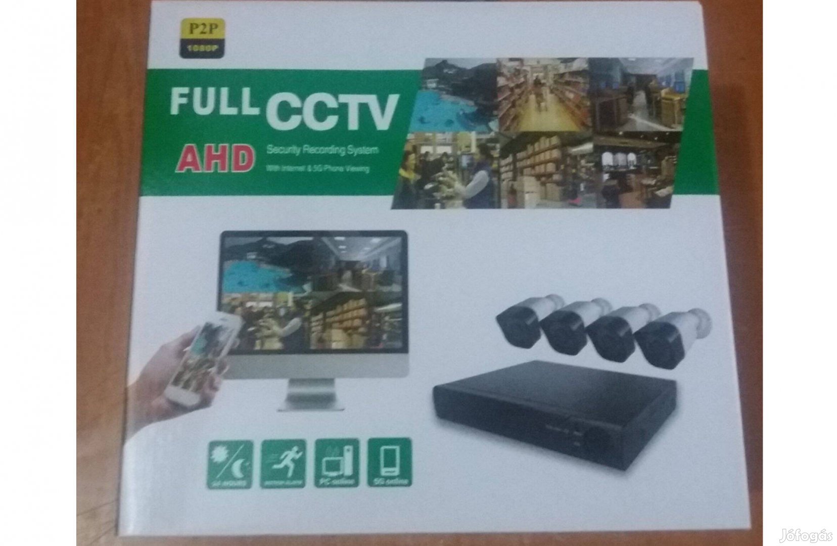 Új Full AHD CCTV 4 Kamerás Komplett Biztonsági Megfigyelő Rendszer
