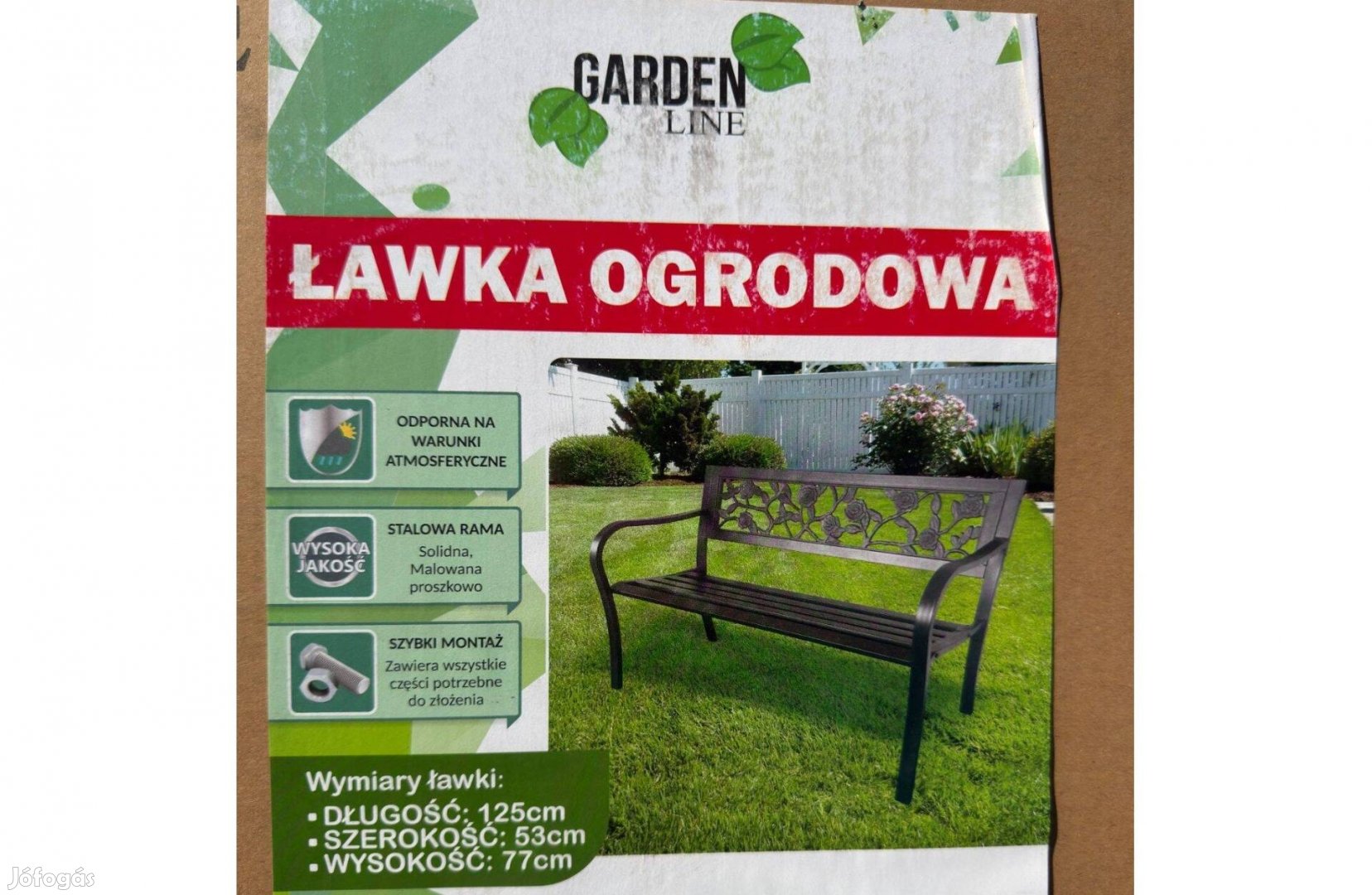 Uj Gardenline Kerti Pad Artool Carmen 125x53x77 cm Fekete Szék Bútor