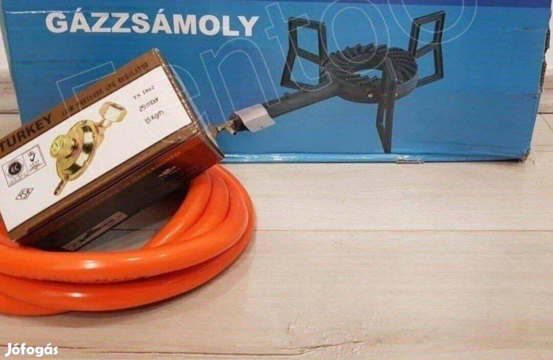 Új Gázzsámoly szett öntöttvas (1,5m tömlő + reduktor + zsámoly)