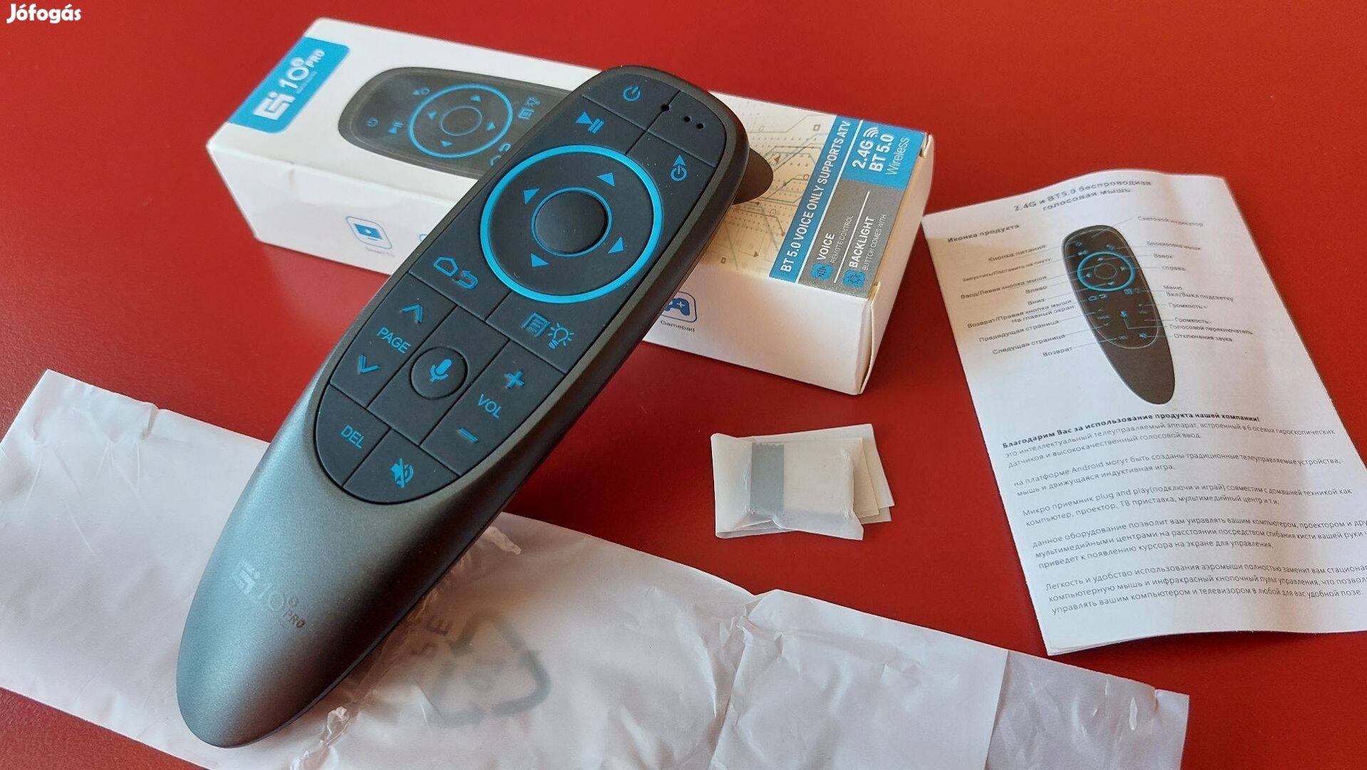 Új Giroszkópos Airmouse Távirányító TV-Box-hoz Hangvezérlés Háttérvilá