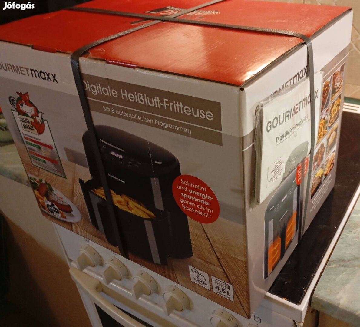 Új Gourmetmaxx 4,5 literes forrólevegős sütő tapadásmentes bevonattal