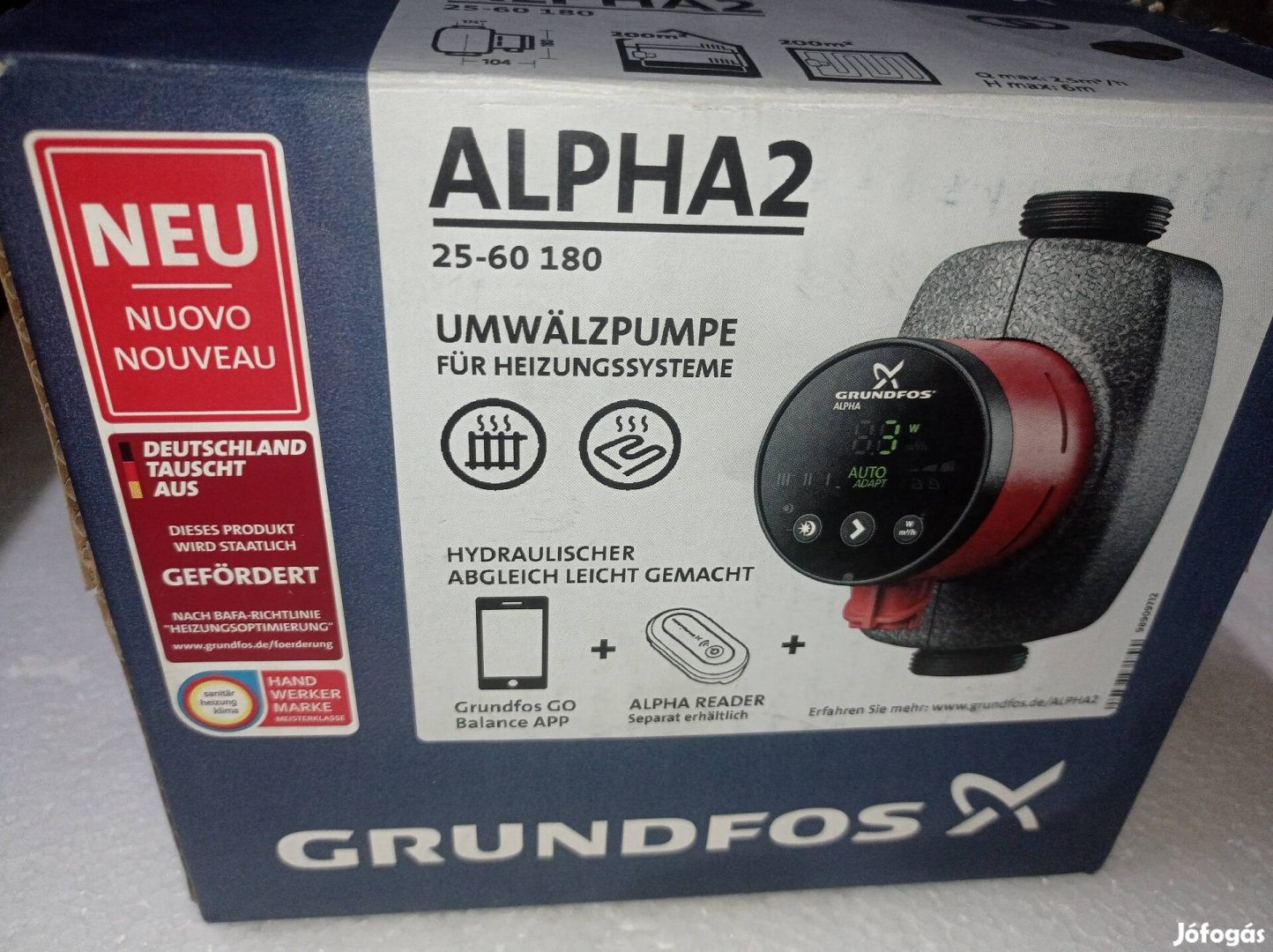 Új Grundfos Alpha2 Wifis keringető szivattyú 