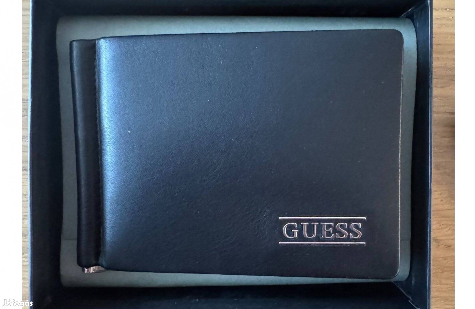 Új Guess Bőr ETUI Pénztárca Irattartó Kártyatartó Ezüst Fekete