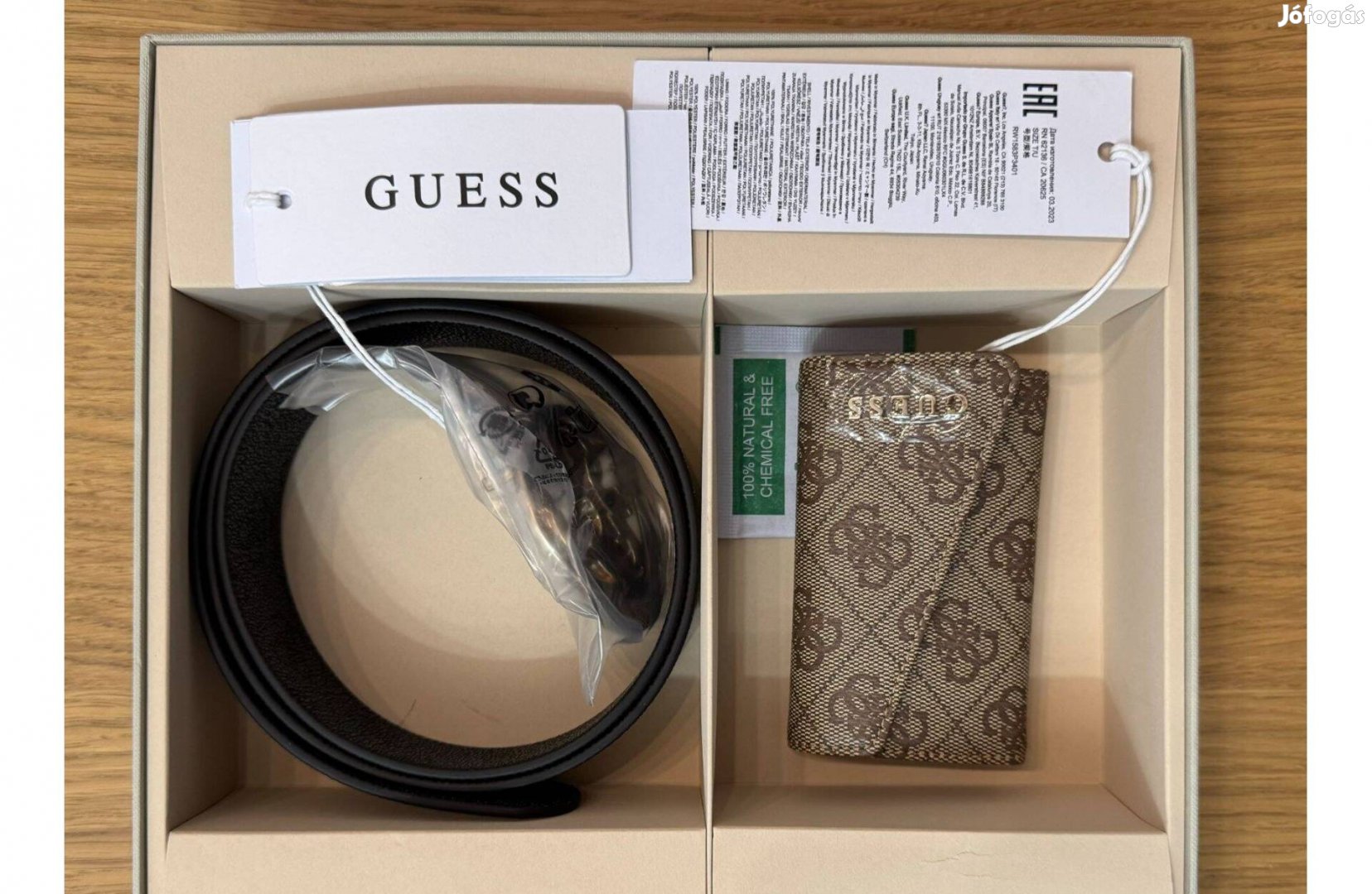 Új Guess Női Ajándekcsomag Kulcstartó Öv Barna Doboz Gfboxwp4301