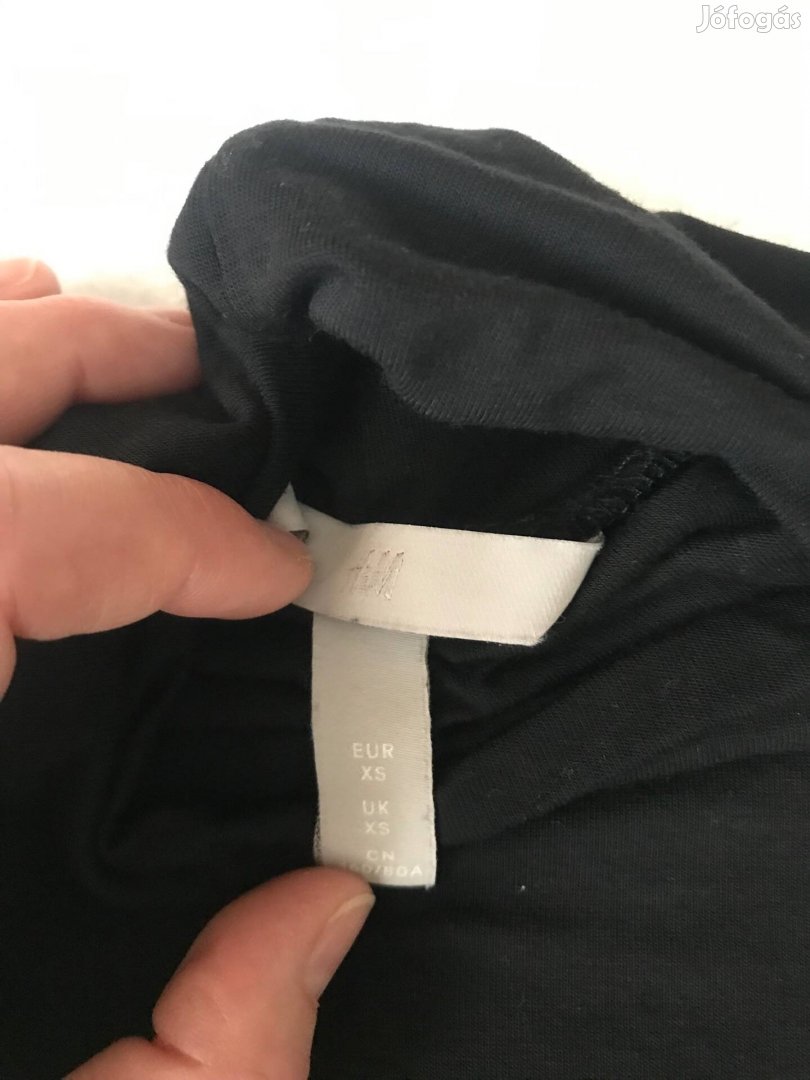 Új H&M vékony anyagú fekete hosszú ujjú body Xs méret