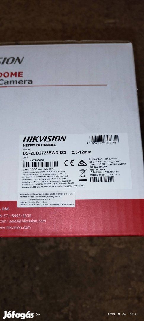 Új Hikvision Network Camera DS-2CD2725FWD-IZS