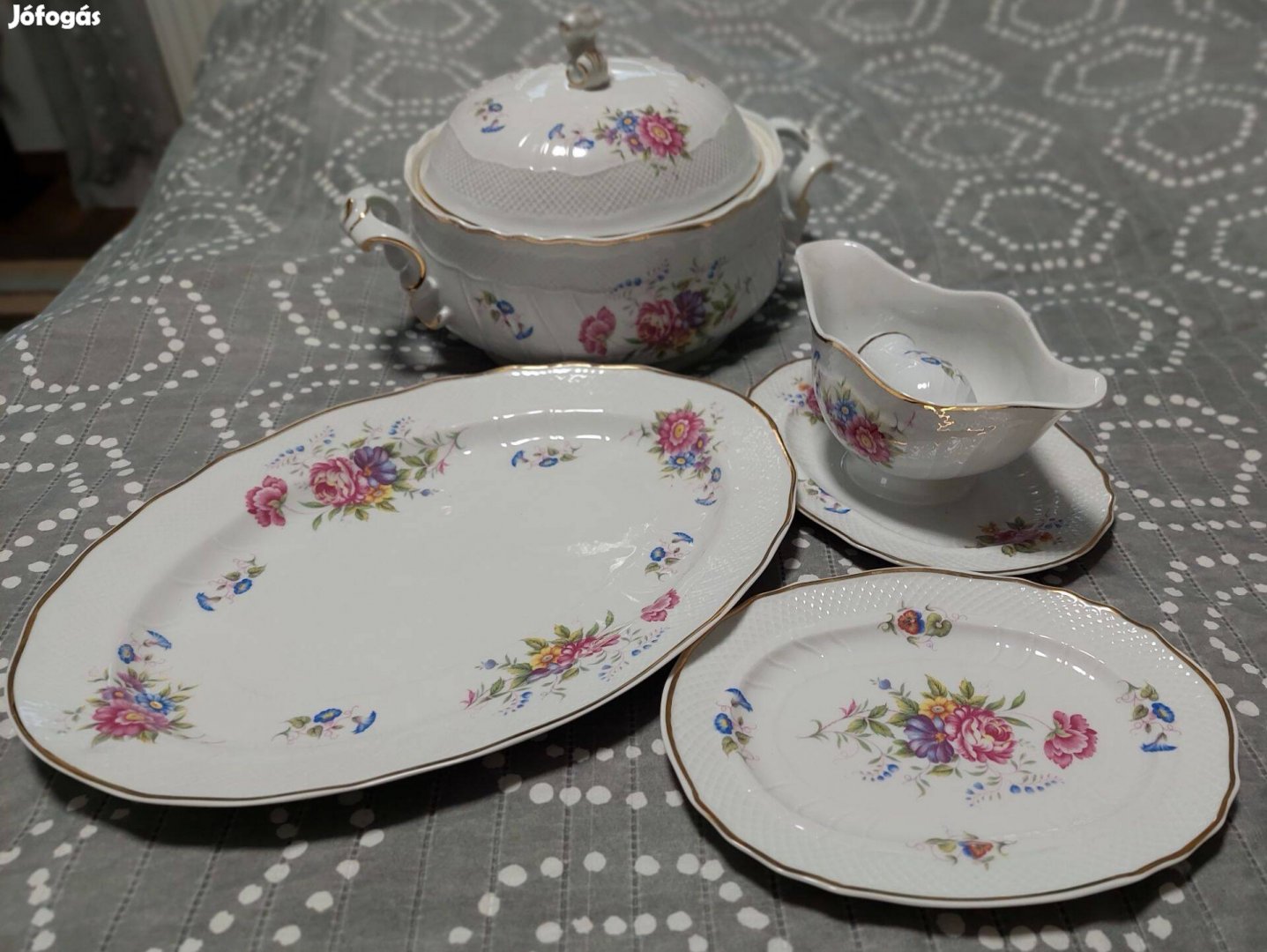 Új Hollóházi Hajnalka mintás porcelán étkészlet részei eladók